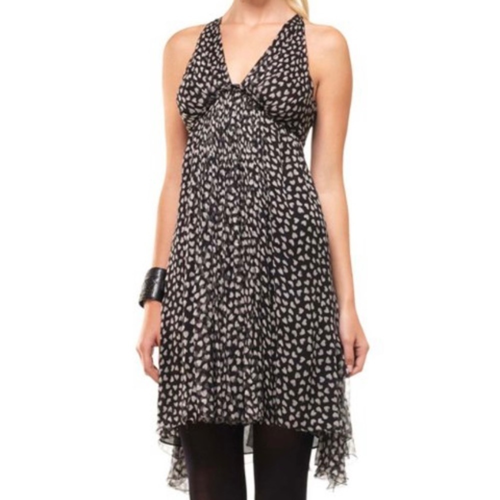 Leon Max Limited Edition Hearts 100% Silk Empire Waist Halter Dress, Size 4